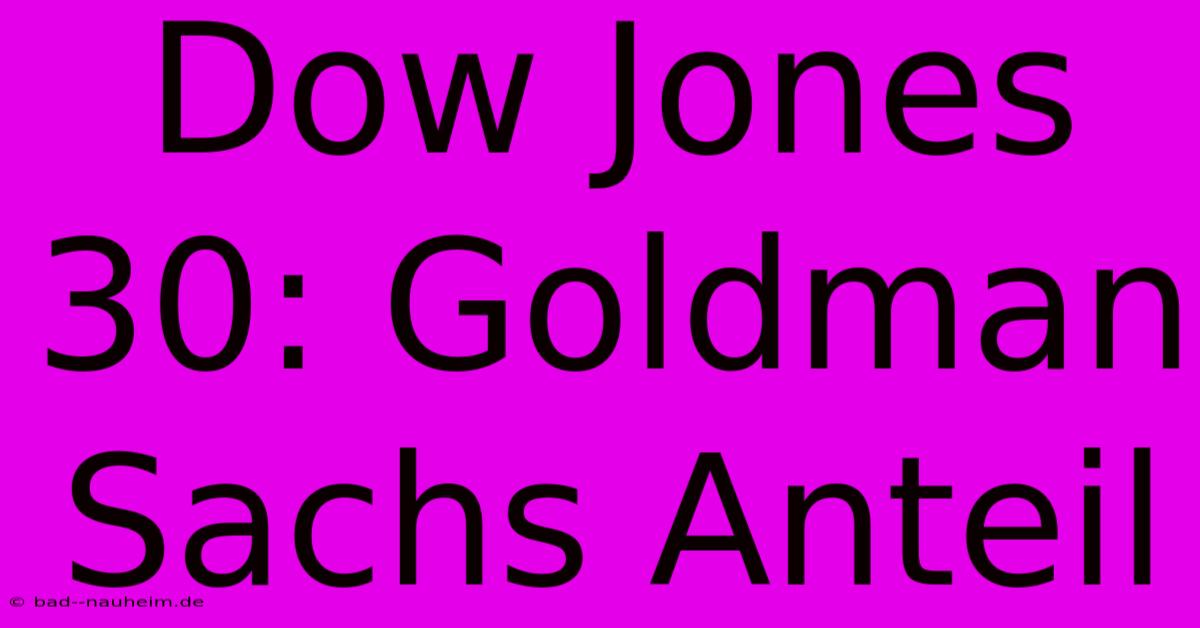 Dow Jones 30: Goldman Sachs Anteil