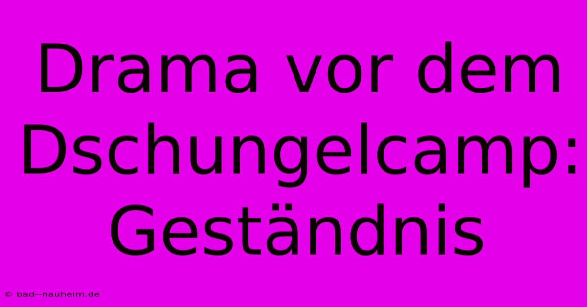 Drama Vor Dem Dschungelcamp: Geständnis