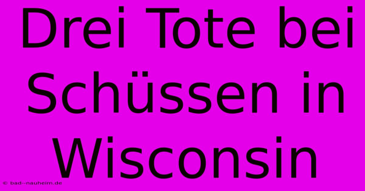 Drei Tote Bei Schüssen In Wisconsin