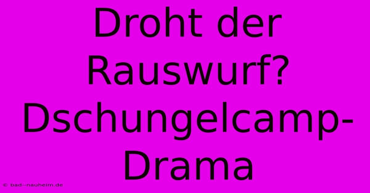 Droht Der Rauswurf?  Dschungelcamp-Drama