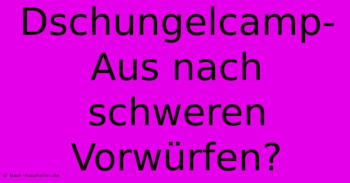 Dschungelcamp-Aus Nach Schweren Vorwürfen?