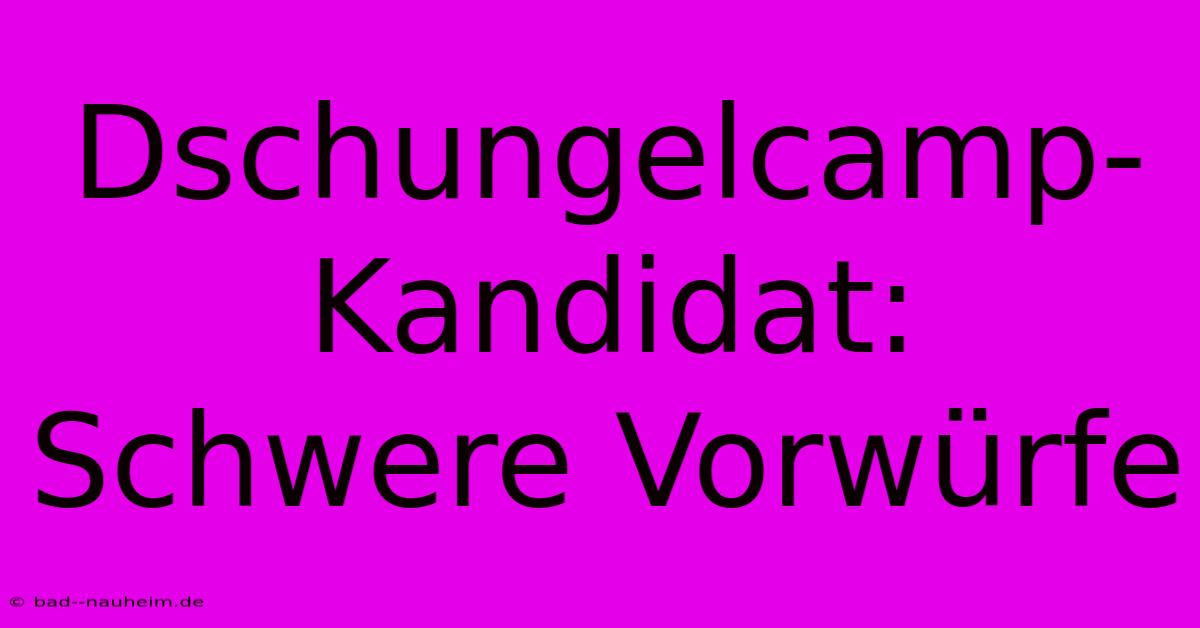 Dschungelcamp-Kandidat: Schwere Vorwürfe