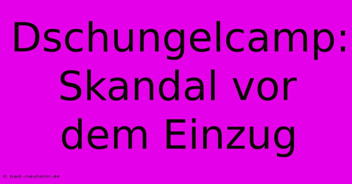 Dschungelcamp: Skandal Vor Dem Einzug