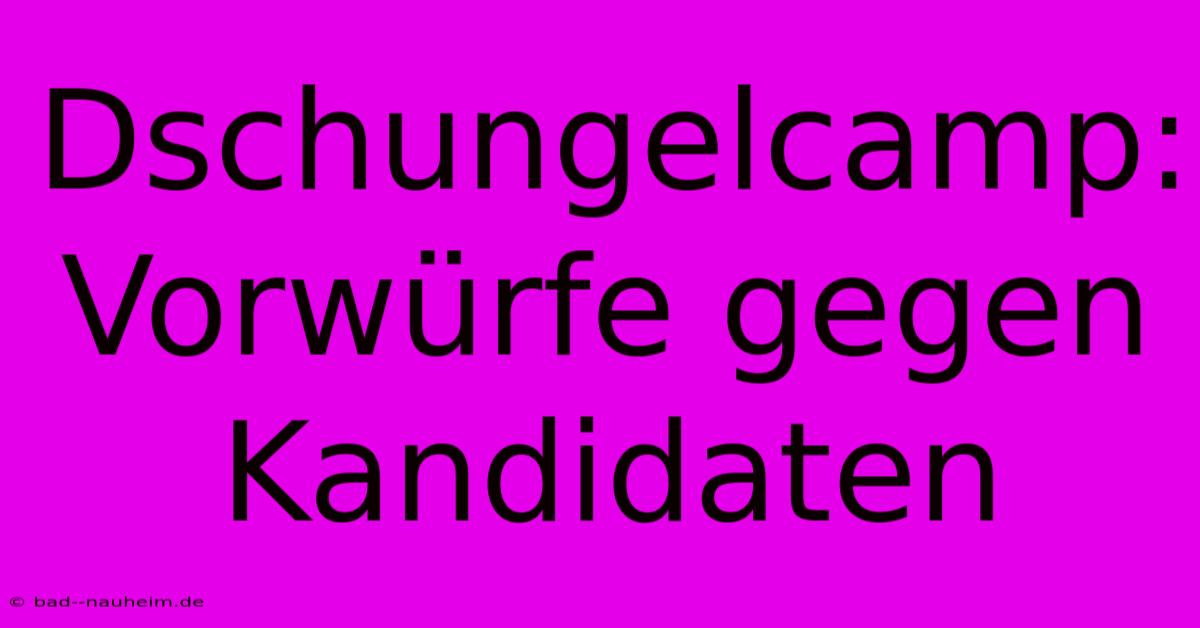 Dschungelcamp:  Vorwürfe Gegen Kandidaten