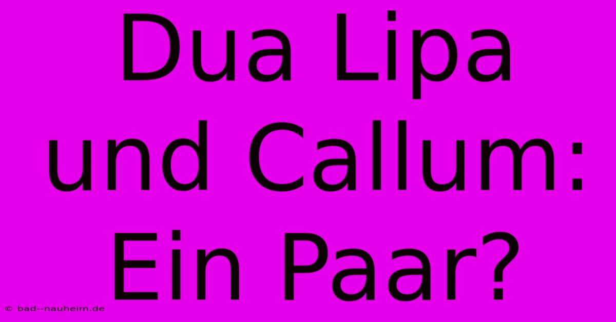 Dua Lipa Und Callum: Ein Paar?