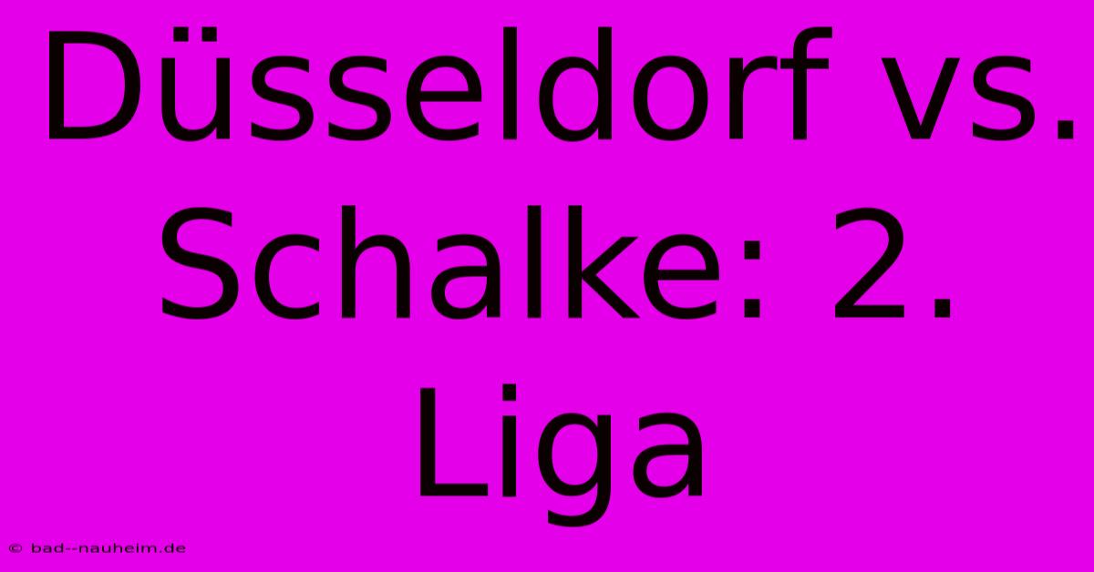 Düsseldorf Vs. Schalke: 2. Liga