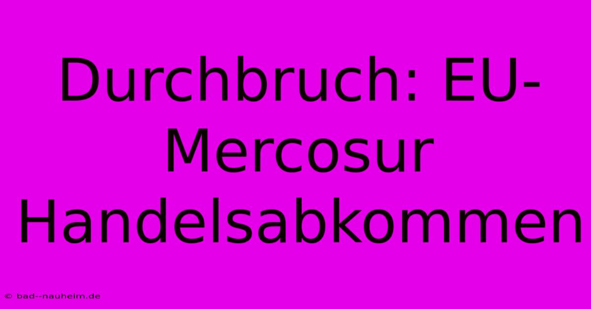 Durchbruch: EU-Mercosur Handelsabkommen