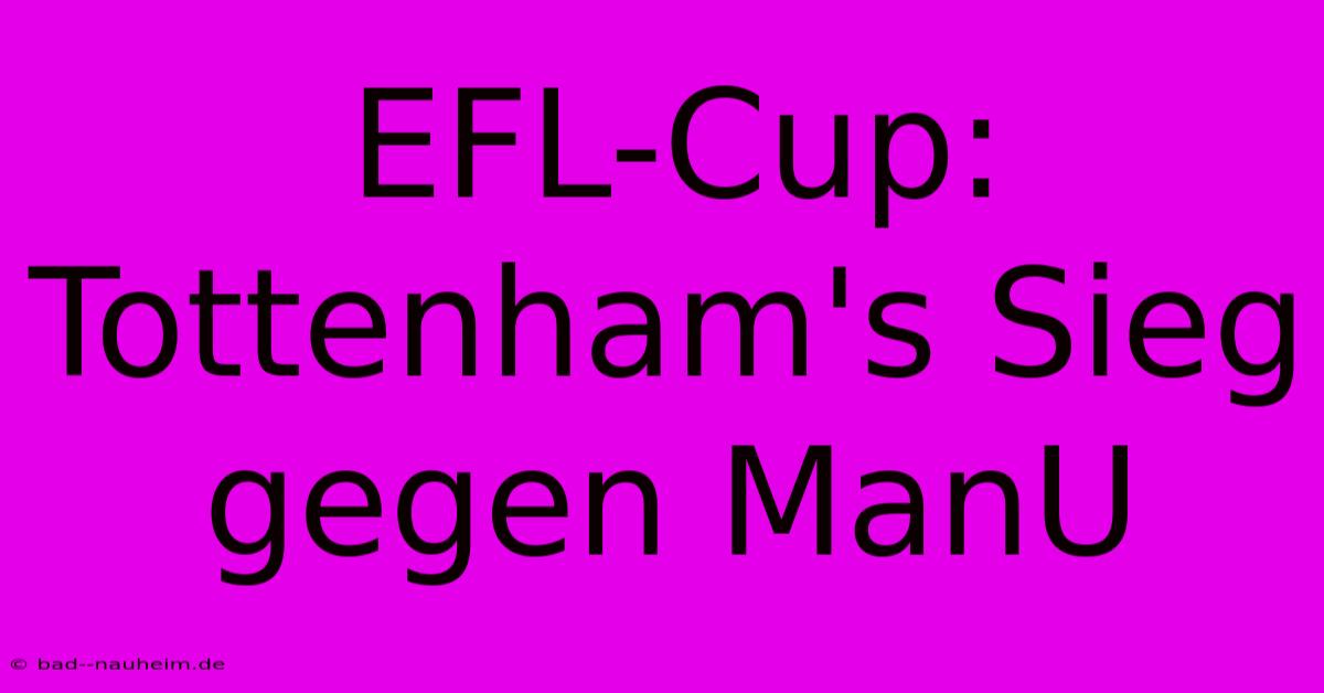 EFL-Cup: Tottenham's Sieg Gegen ManU