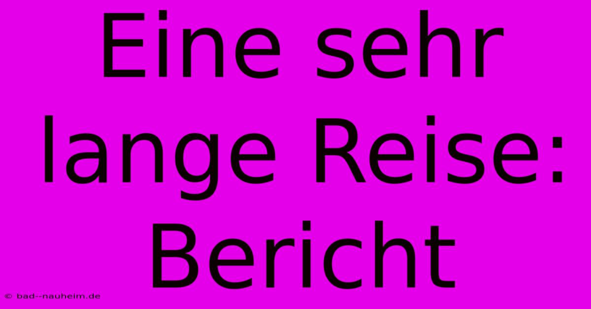 Eine Sehr Lange Reise: Bericht