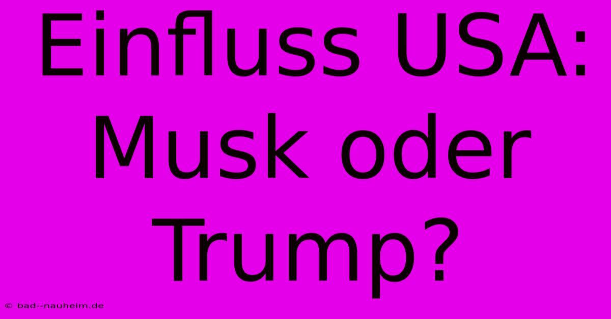 Einfluss USA: Musk Oder Trump?