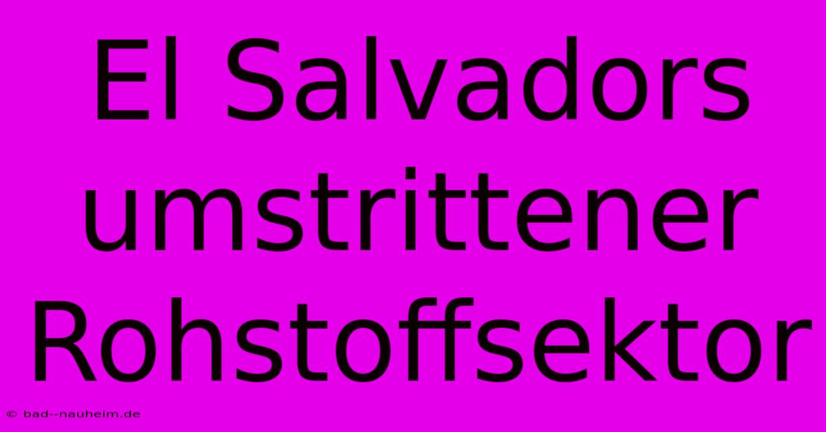 El Salvadors Umstrittener Rohstoffsektor