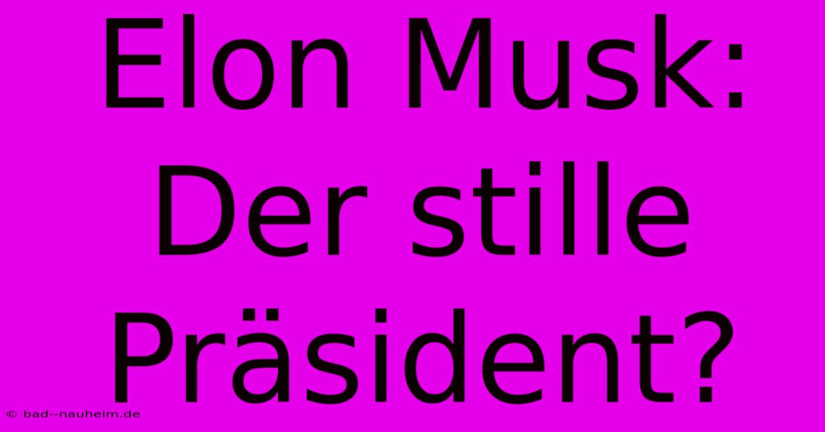 Elon Musk: Der Stille Präsident?