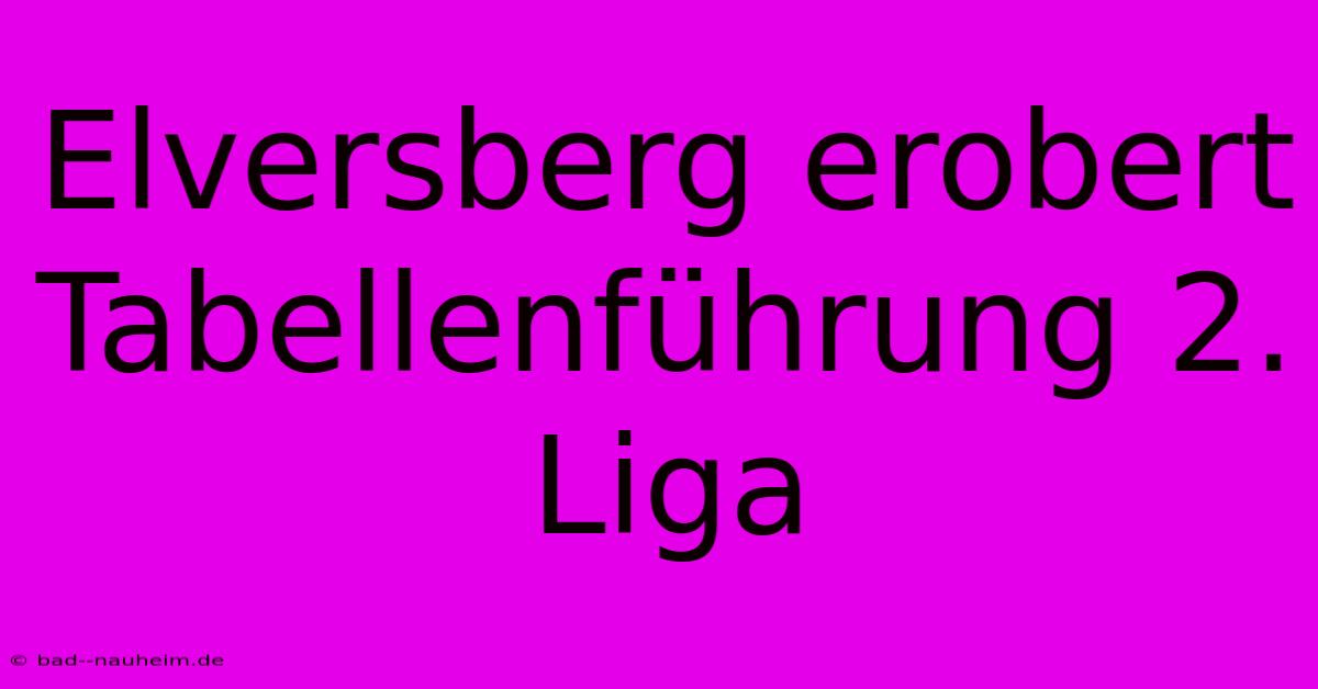 Elversberg Erobert Tabellenführung 2. Liga