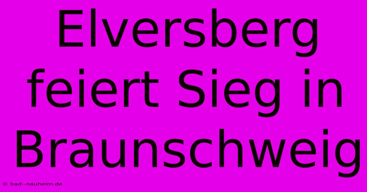 Elversberg Feiert Sieg In Braunschweig