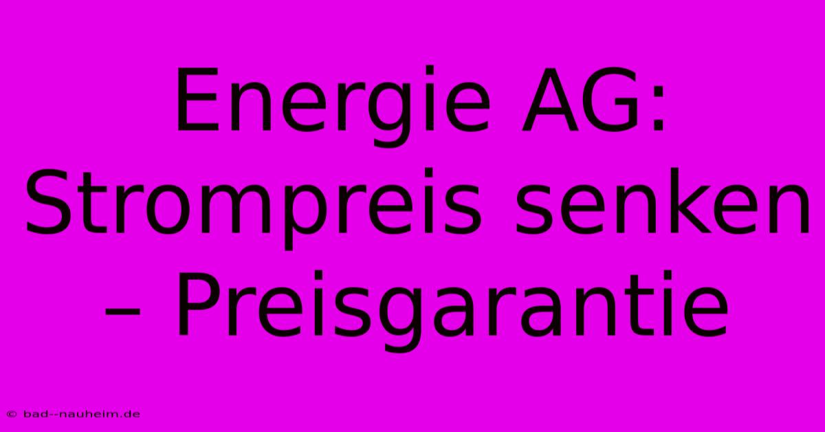 Energie AG:  Strompreis Senken – Preisgarantie