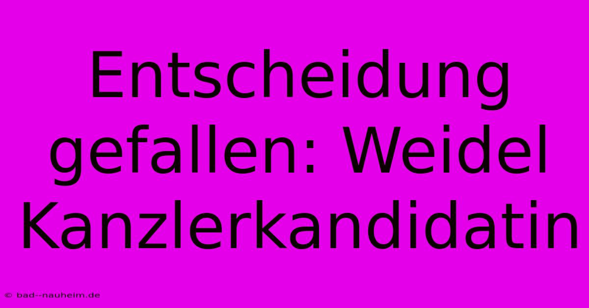 Entscheidung Gefallen: Weidel Kanzlerkandidatin