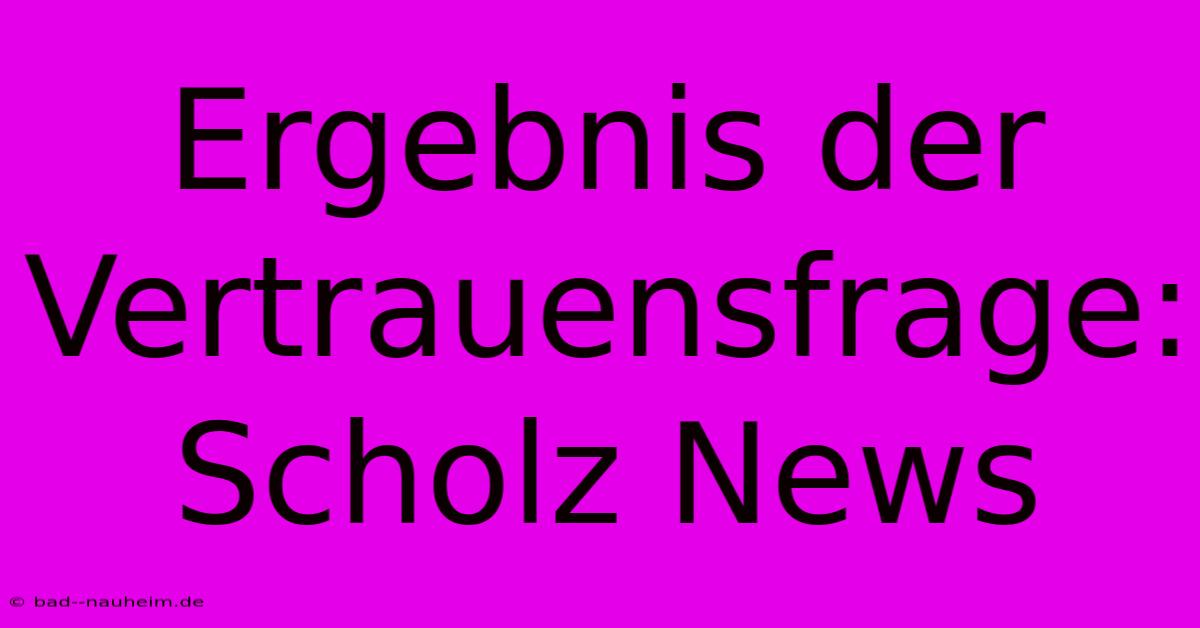 Ergebnis Der Vertrauensfrage: Scholz News