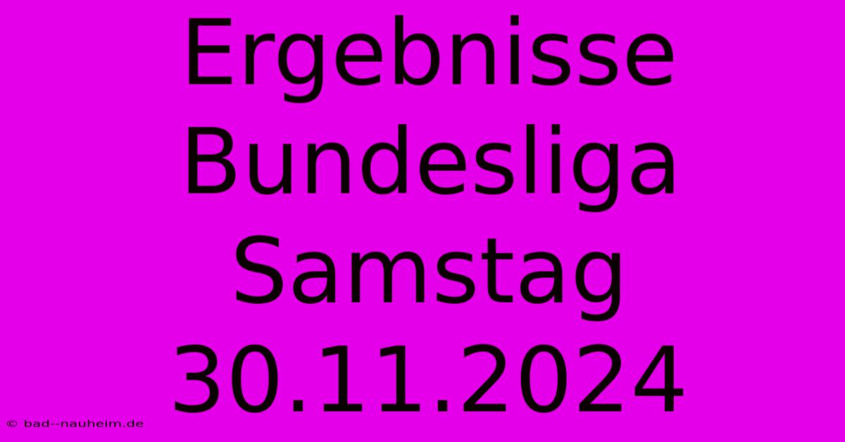 Ergebnisse Bundesliga Samstag 30.11.2024