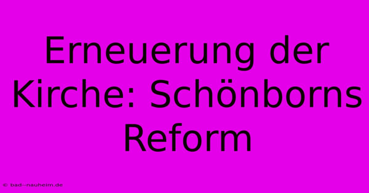 Erneuerung Der Kirche: Schönborns Reform