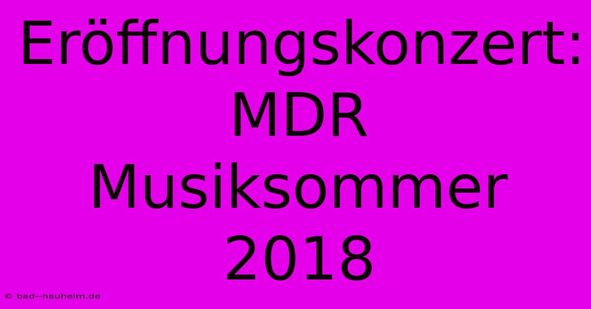 Eröffnungskonzert: MDR Musiksommer 2018