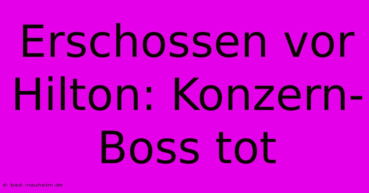 Erschossen Vor Hilton: Konzern-Boss Tot