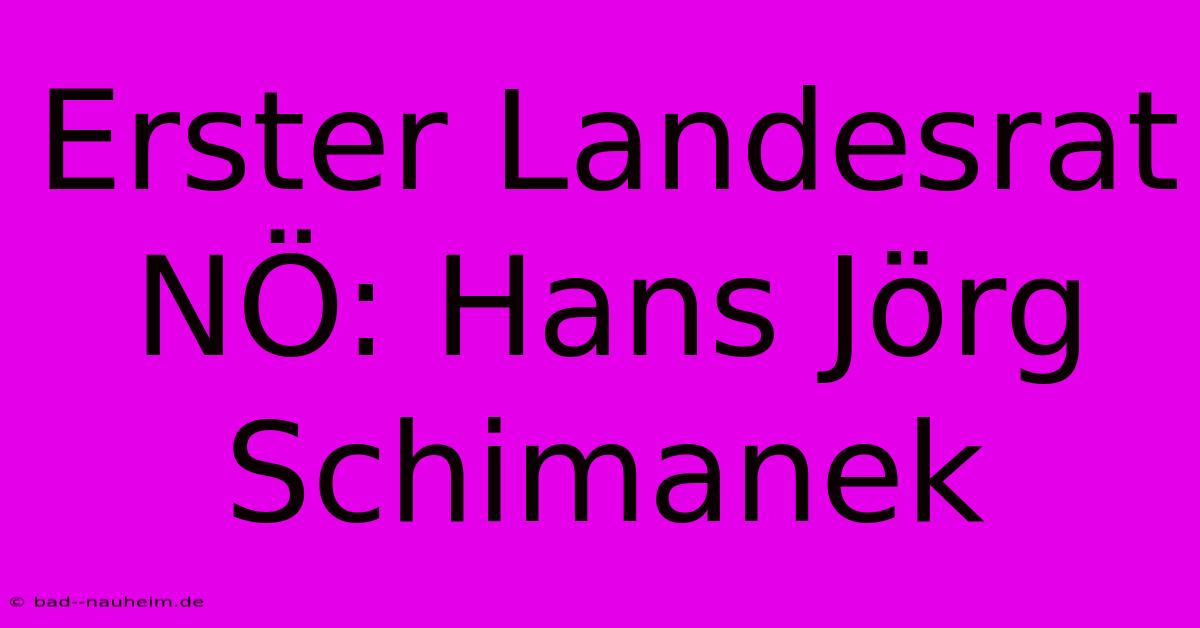 Erster Landesrat NÖ: Hans Jörg Schimanek