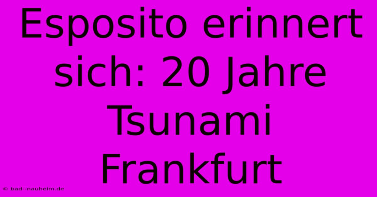 Esposito Erinnert Sich: 20 Jahre Tsunami Frankfurt