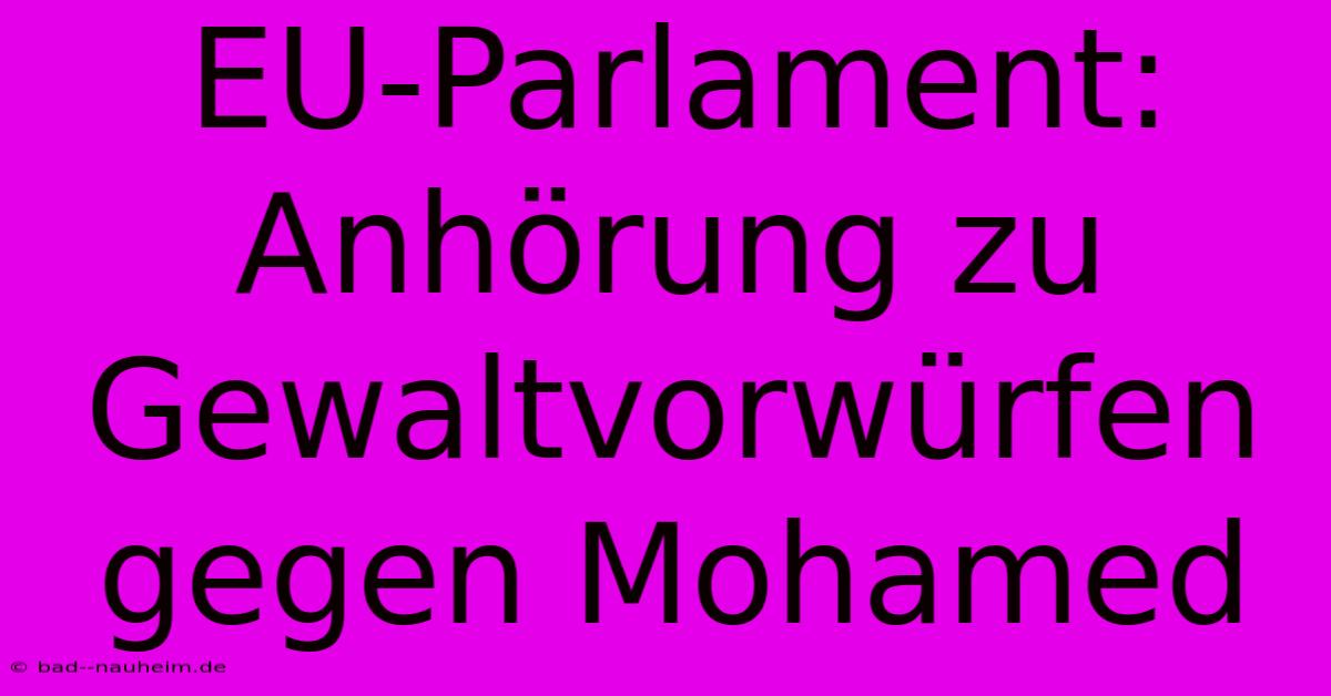 EU-Parlament:  Anhörung Zu Gewaltvorwürfen Gegen Mohamed