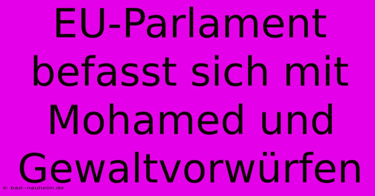 EU-Parlament Befasst Sich Mit Mohamed Und Gewaltvorwürfen