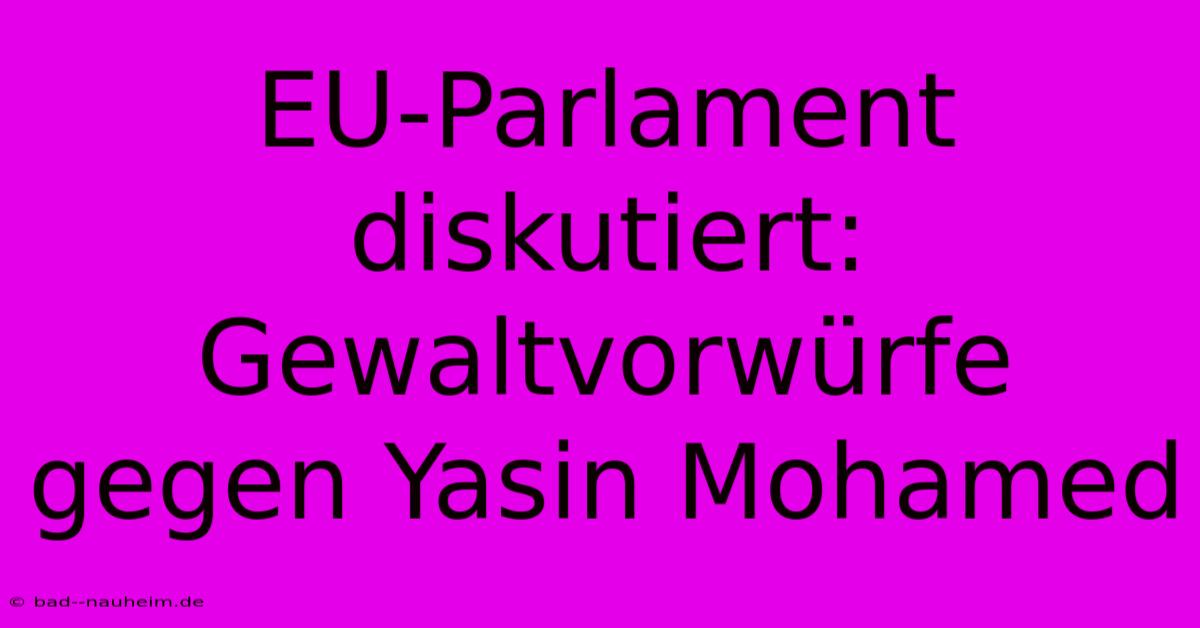 EU-Parlament Diskutiert: Gewaltvorwürfe Gegen Yasin Mohamed