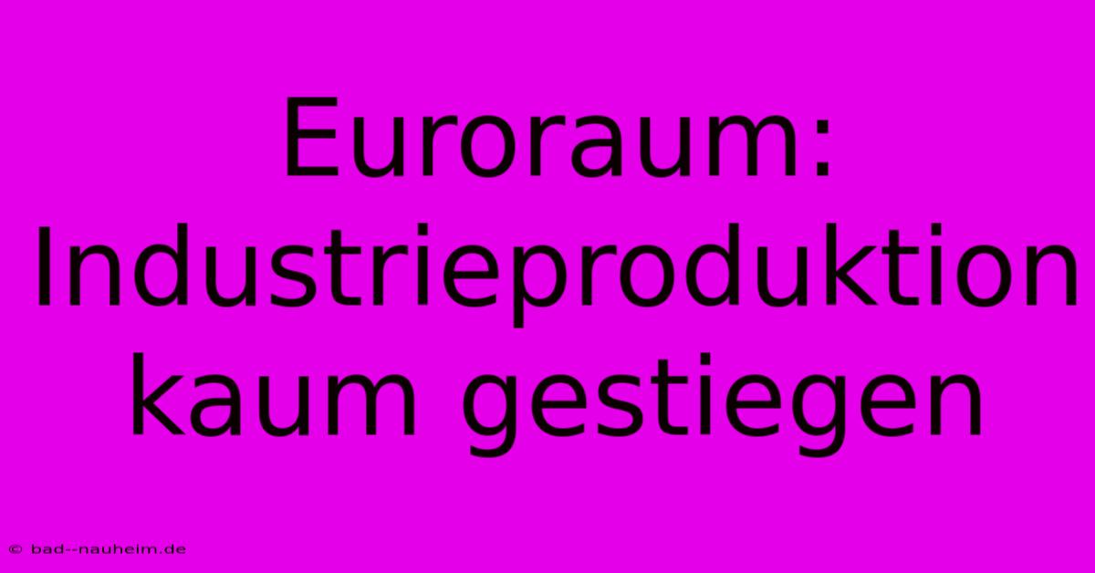 Euroraum: Industrieproduktion Kaum Gestiegen