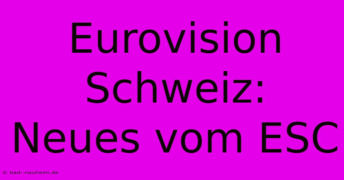 Eurovision Schweiz:  Neues Vom ESC