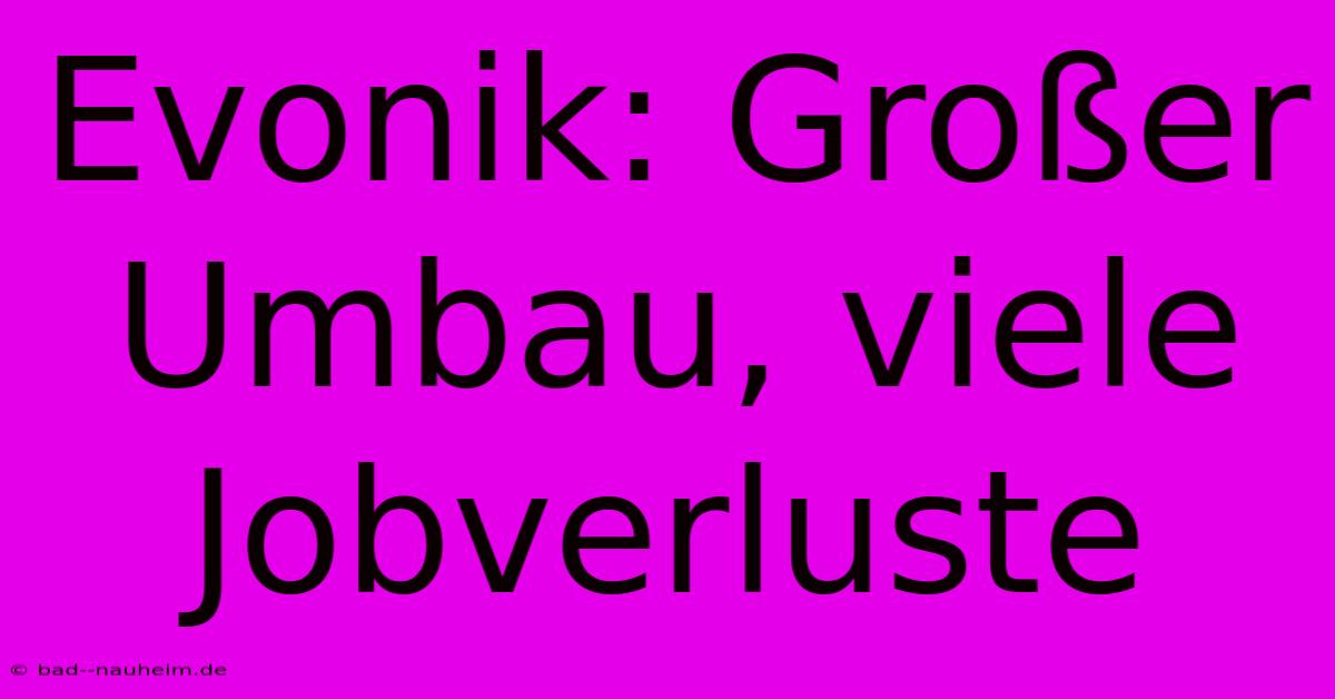 Evonik: Großer Umbau, Viele Jobverluste