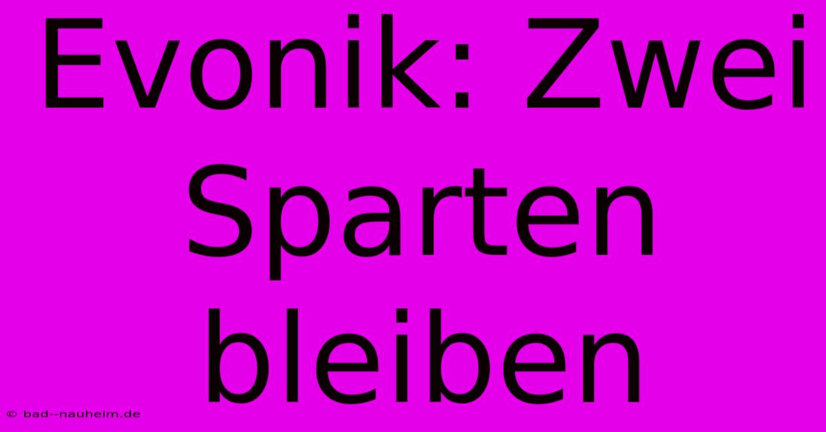 Evonik: Zwei Sparten Bleiben