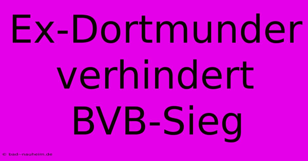 Ex-Dortmunder Verhindert BVB-Sieg