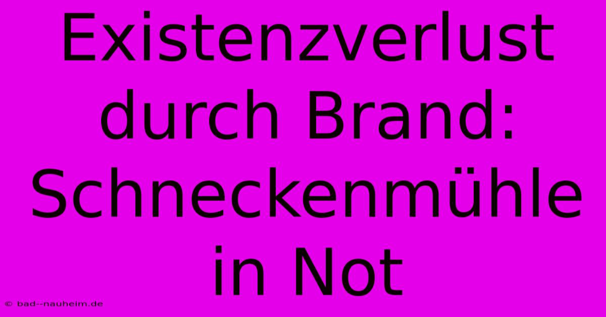 Existenzverlust Durch Brand: Schneckenmühle In Not