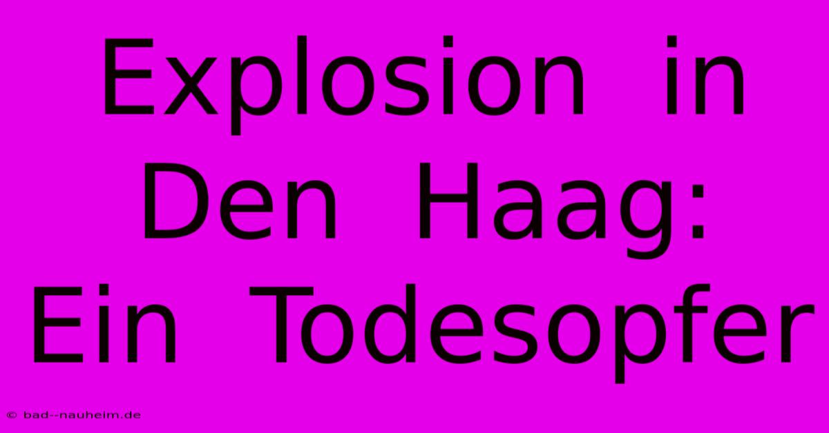 Explosion  In  Den  Haag:  Ein  Todesopfer