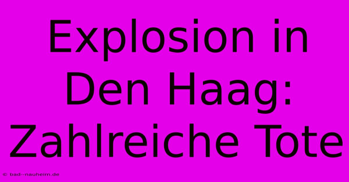 Explosion In Den Haag:  Zahlreiche Tote