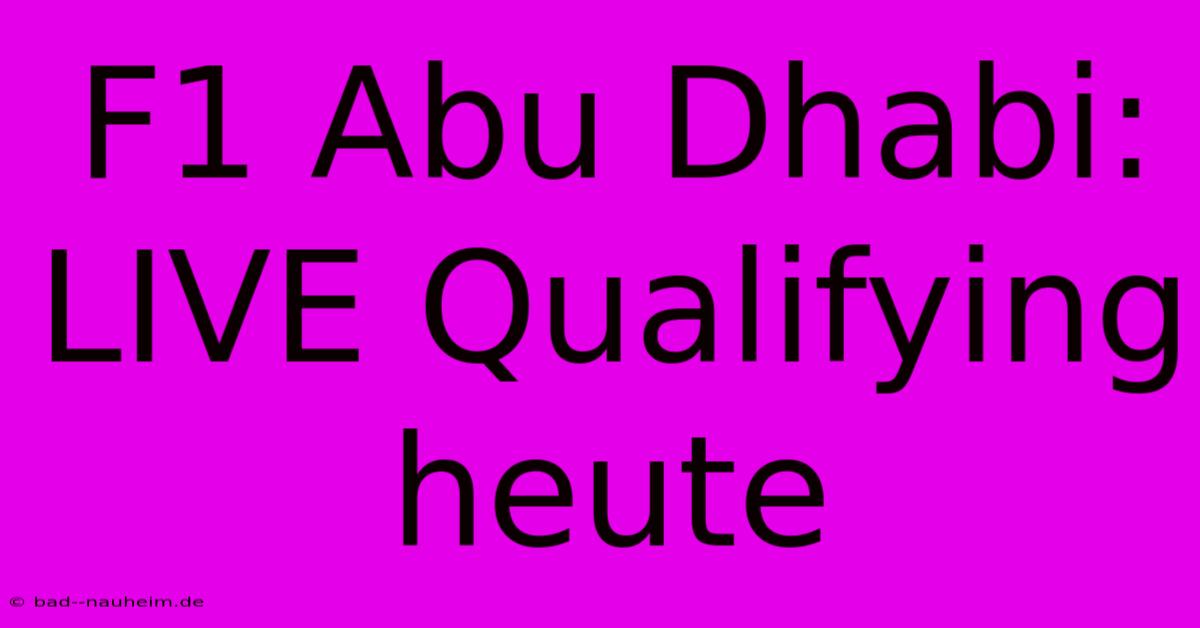 F1 Abu Dhabi: LIVE Qualifying Heute