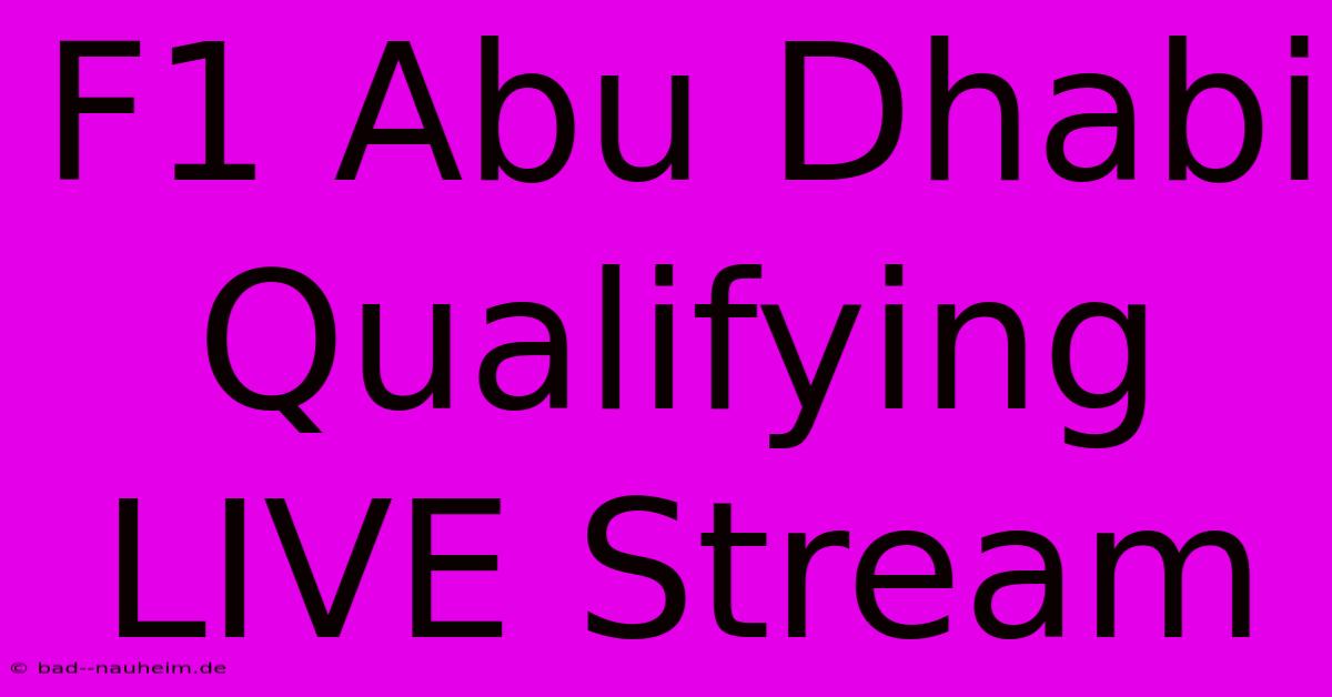 F1 Abu Dhabi Qualifying LIVE Stream