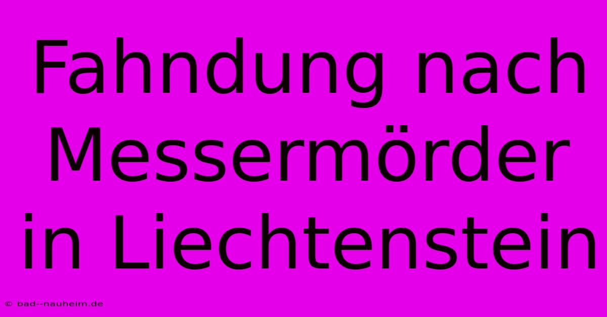 Fahndung Nach Messermörder In Liechtenstein