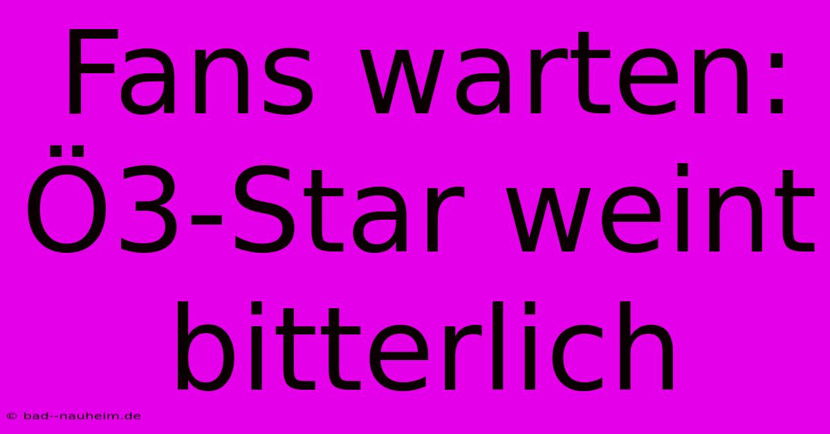 Fans Warten: Ö3-Star Weint Bitterlich