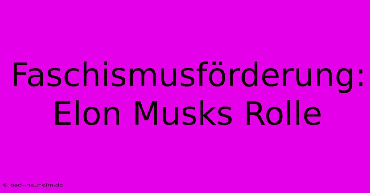 Faschismusförderung: Elon Musks Rolle