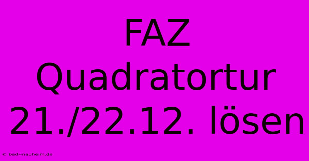 FAZ Quadratortur 21./22.12. Lösen