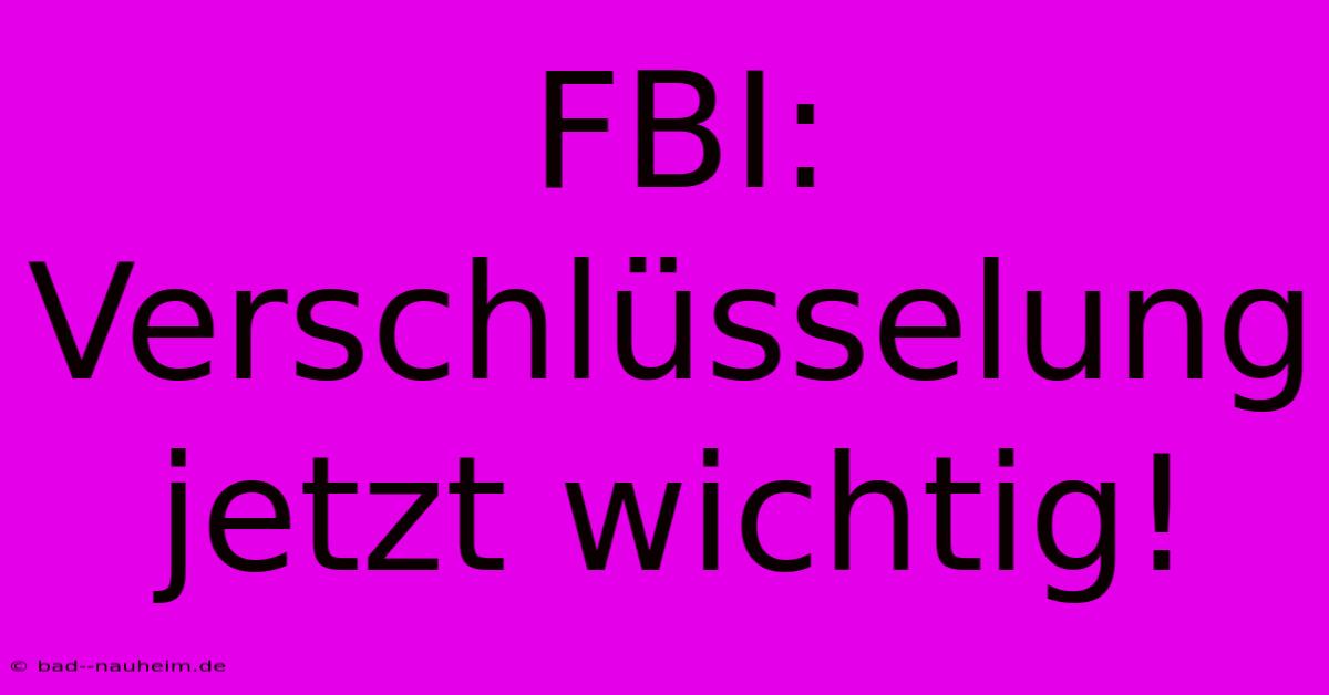 FBI: Verschlüsselung Jetzt Wichtig!