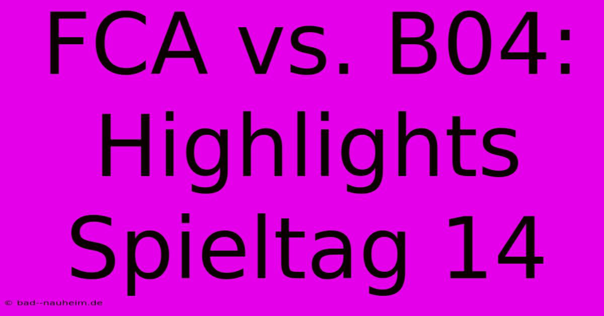 FCA Vs. B04: Highlights Spieltag 14