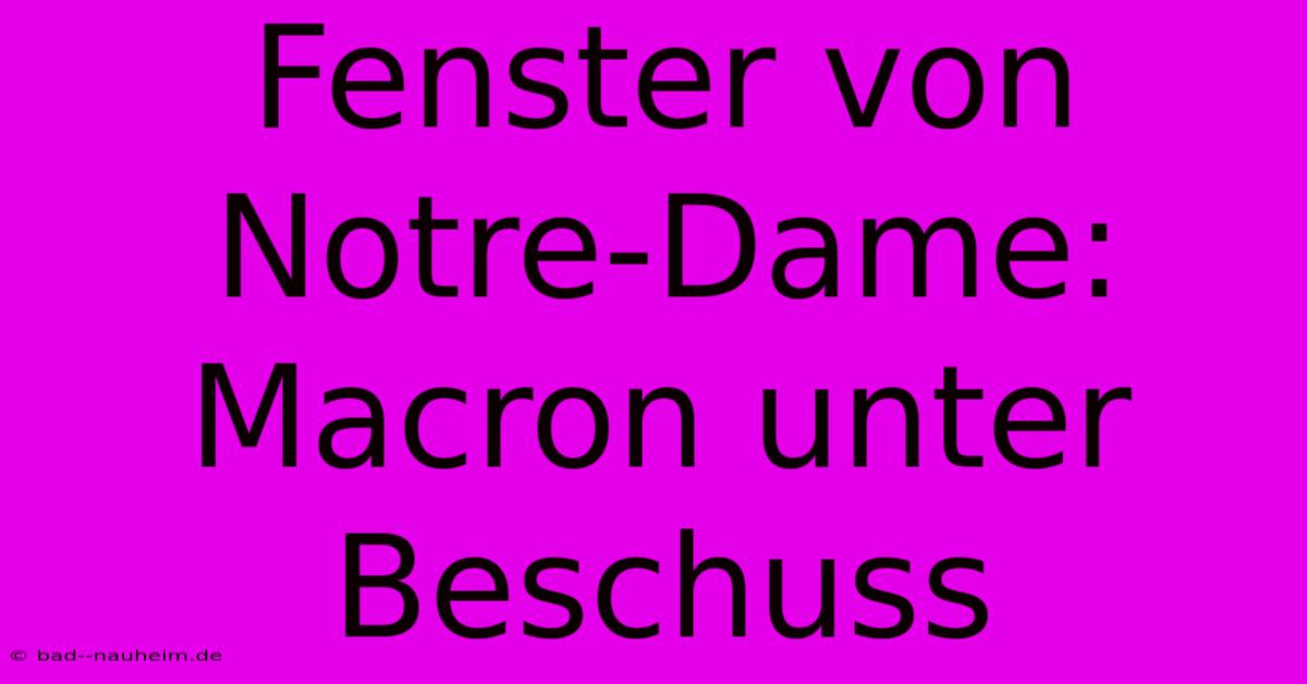 Fenster Von Notre-Dame: Macron Unter Beschuss