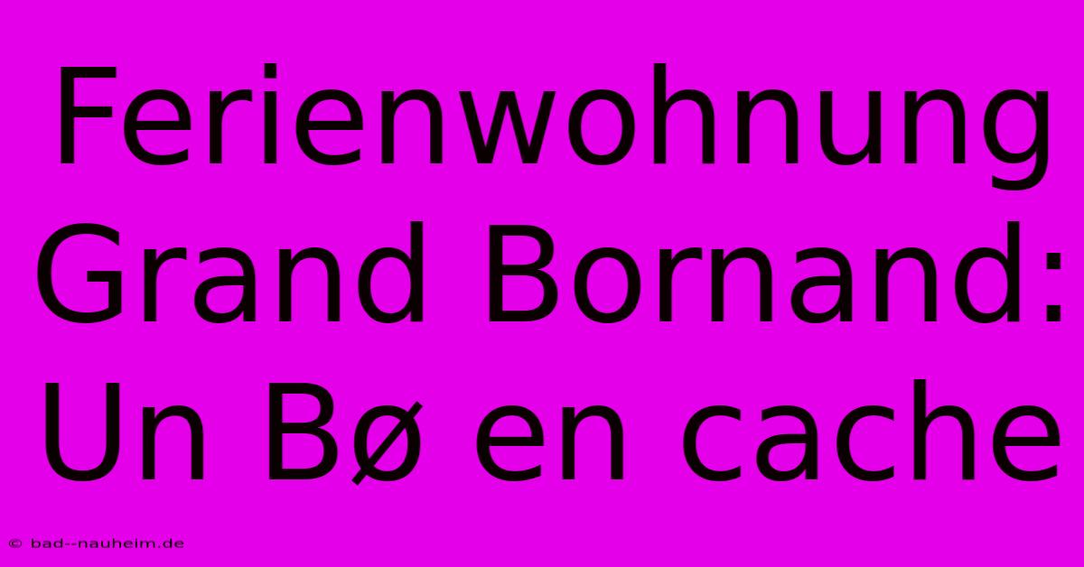 Ferienwohnung Grand Bornand: Un Bø En Cache