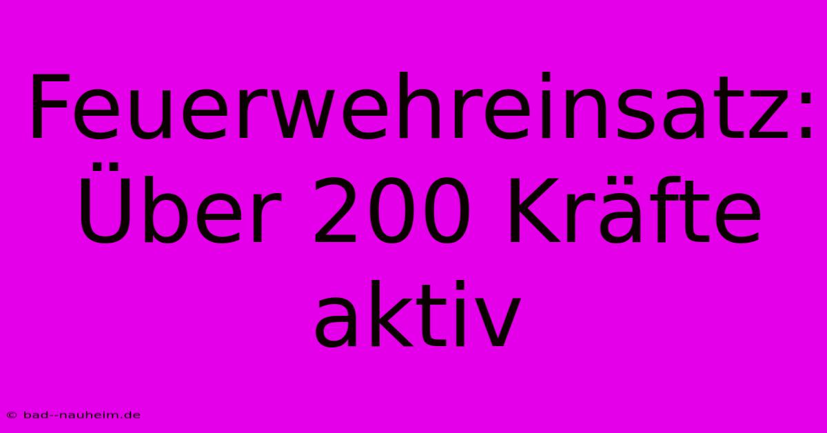 Feuerwehreinsatz: Über 200 Kräfte Aktiv