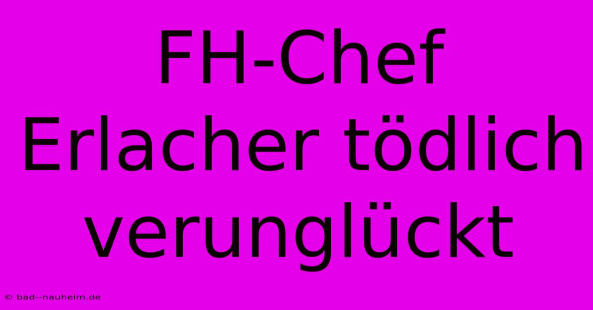 FH-Chef Erlacher Tödlich Verunglückt